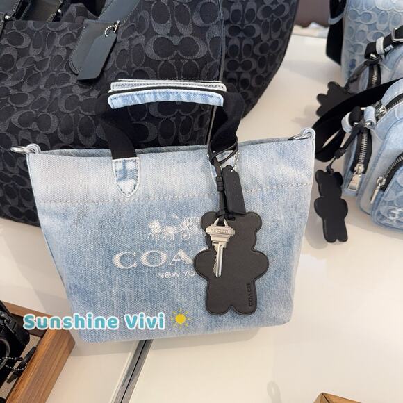 Coach Handbags - NWT COACH CEB33 Mini Tour Tote Bag In Loved Denim Silver/Light Indigo